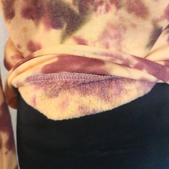 NWT Sahara Tie Dye Orange Pullover Sweatshirt Fleece Raglan Long Sleeve Top - Picture 2 of 5